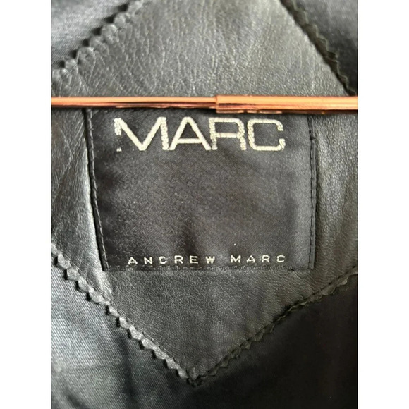 Marc Andrew Mens Long Sleeve Zip Up Motorcycle Leather Bomber Jacket Black Sz XL - Picture 13 of 16